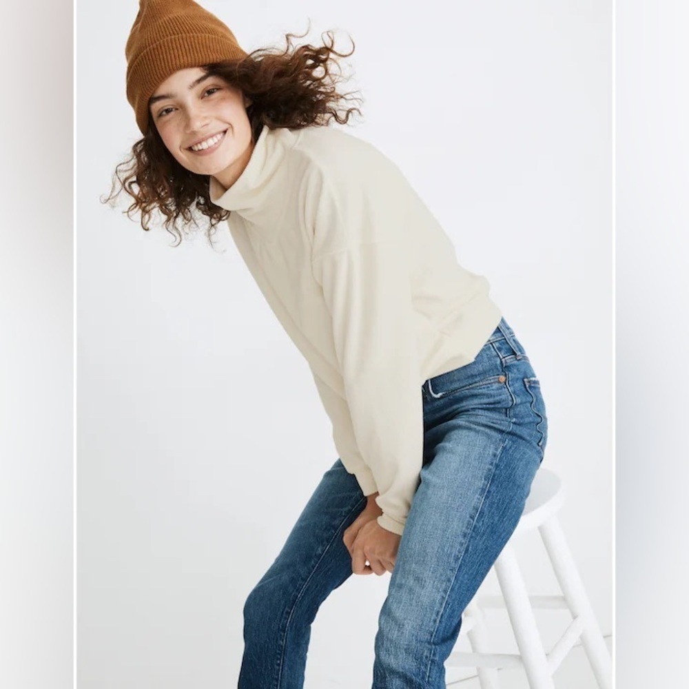 MADEWELL Corduroy Turtleneck Top cream